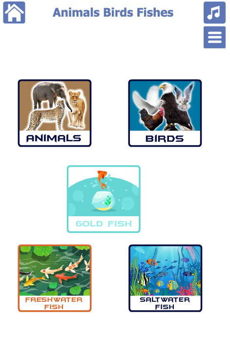 Animals Birds Fishes