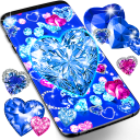 Blue hearts crystal diamonds live wallpaper