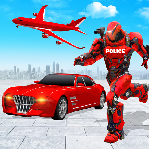 Flying Police Car Transform Robot Shooting Games